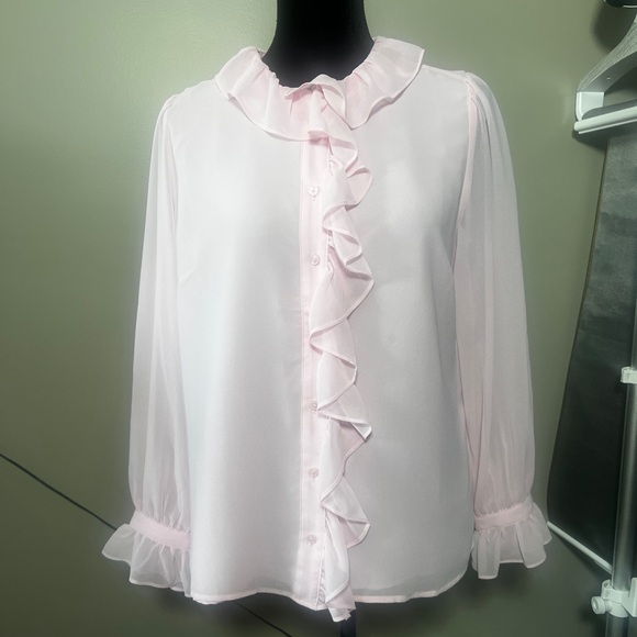 Talbots Light Pink Ruffle Blouse - Picture 2 of 6